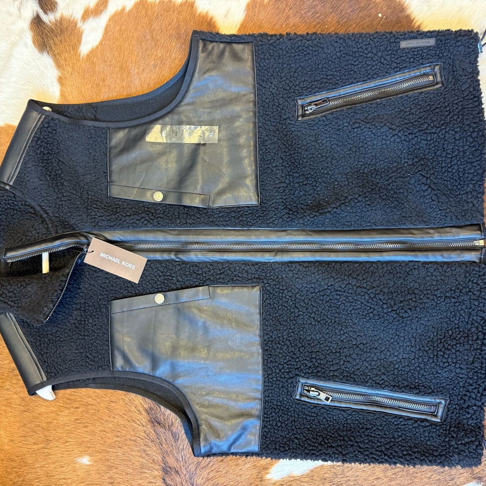 Michael Kors Black Vest with Leather Details